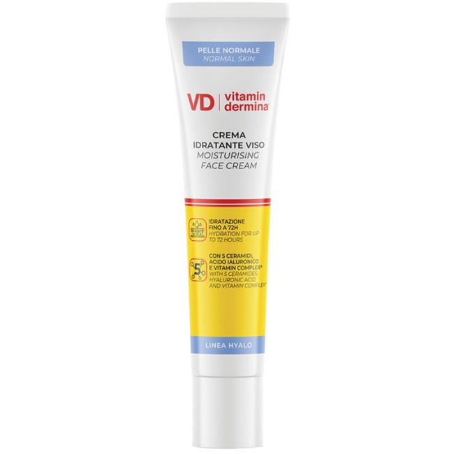 Confezione da 40 ml di Vitamindermina Crema Viso Idratante Per Pelle Molto Secca E Sensibile.