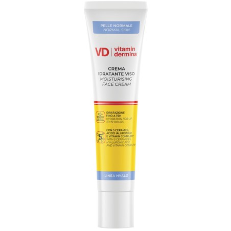 Confezione da 40 ml di Vitamindermina Crema Viso Idratante Per Pelle Molto Secca E Sensibile.