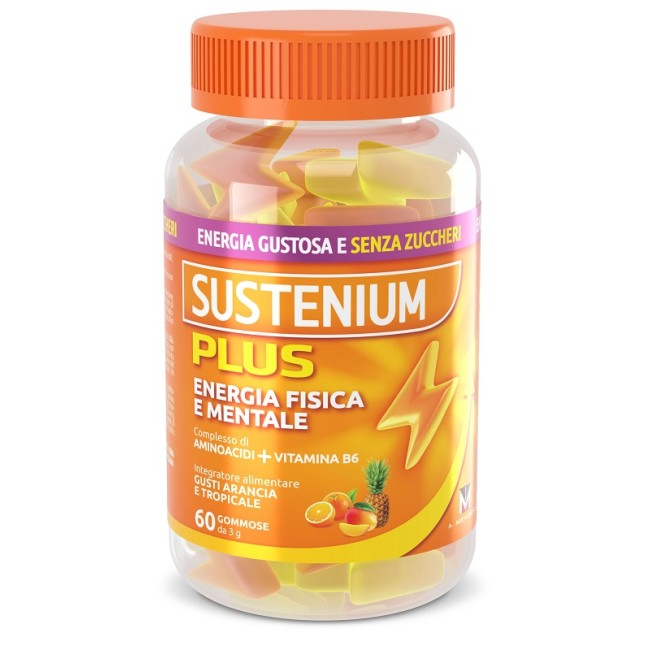 Confezione da 60 caramelle gommose di Sustenium Plus Integratore Energizzante Tonificante. Confezione da 60 caramelle gommose di Sustenium Plus Integratore Energizzante Tonificante.