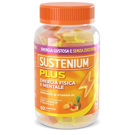 Confezione da 60 caramelle gommose di Sustenium Plus Integratore Energizzante Tonificante. Confezione da 60 caramelle gommose di Sustenium Plus Integratore Energizzante Tonificante.