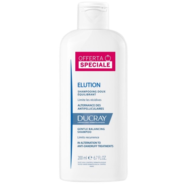 Flacone da 200 ml di Ducray Elution Shampoo Equilibrante Delicato