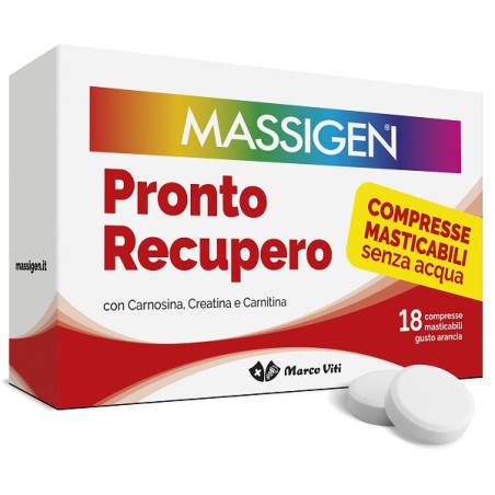 Confezione da 18 compresse masticabili di Massigen Pronto Recupero Integratore Energizzante Contro Stanchezza E Affaticamento. Confezione da 18 compresse masticabili di Massigen Pronto Recupero Integratore Energizzante Contro Stanchezza E Affaticamento.