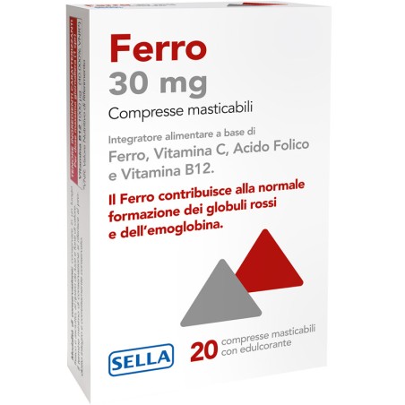 Confezione da 20 compresse di Sella Ferro 30 Mg Integratore Contro La Stanchezza E L'Affaticamento.