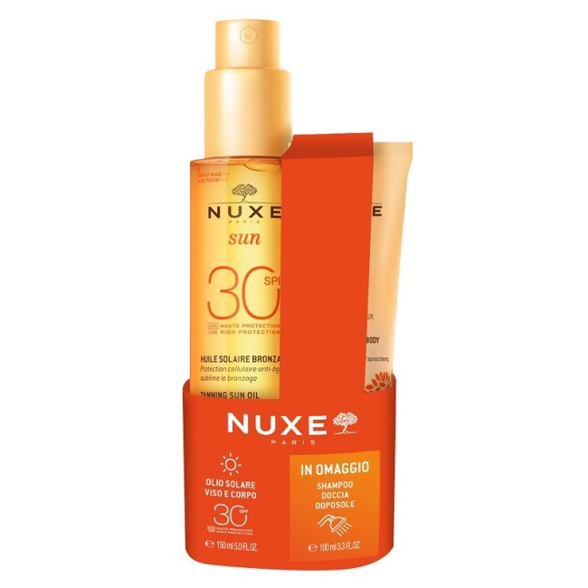 Confezione Nuxe Sun Con Olio Solare Spf 30 150 ml + Shampoo Doccia Doposole 100 ml