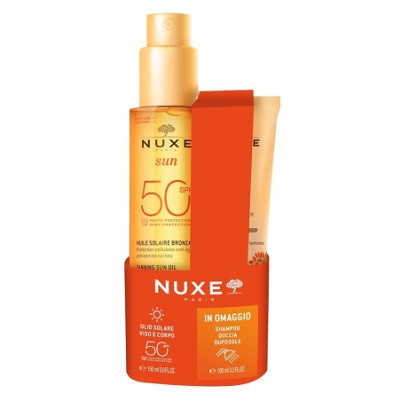Confezione Nuxe Sun con Olio Solare SPf 50 +Doccia Shampoo 100 mlk Confezione Nuxe Sun con Olio Solare SPf 50 +Doccia Shampoo 100 mlk