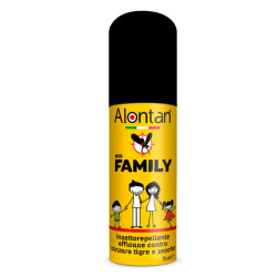 Flacone da 75 ml di Alontan Neo Family, spray protettivo contro zanzare e zecche.