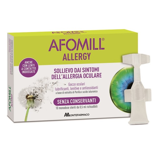 Afomill Allergy Collirio Per Allergie Oculari e Irritazioni 10 Fialette Afomill Allergy Collirio Per Allergie Oculari e Irritazioni 10 Fialette