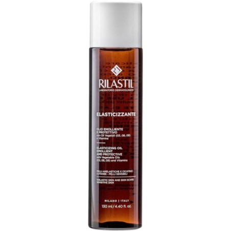 Flacone da 130 ml di Rilastil Olio Elasticizzante Nutriente Per Smagliature Cicatrici. Flacone da 130 ml di Rilastil Olio Elasticizzante Nutriente Per Smagliature Cicatrici.