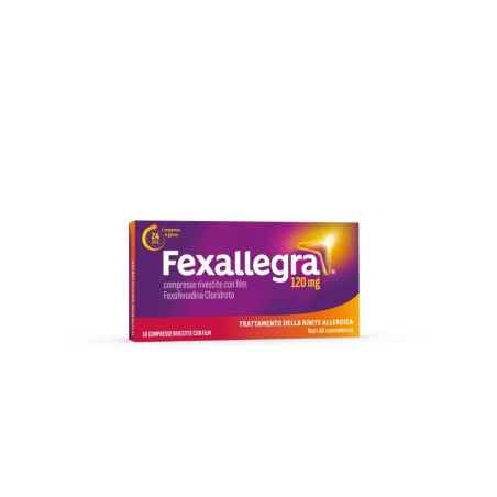 Confezione da 10 compresse di Fexallegra 120 mg farmaco Antistaminico Per Allergie. Confezione da 10 compresse di Fexallegra 120 mg farmaco Antistaminico Per Allergie.