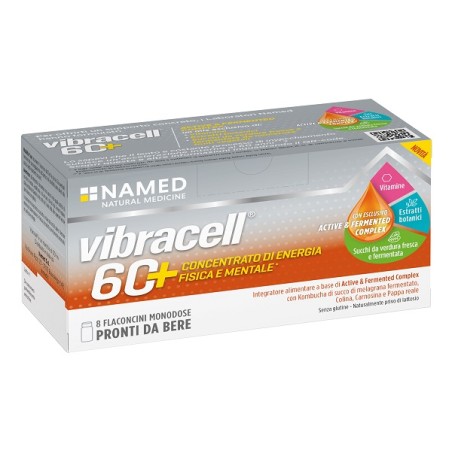 Confezione da 8 flaconcini di Named Vibracell 60+ Integratore Tonificante Ricostituente Per Adulti Sopra i 60 Anni.