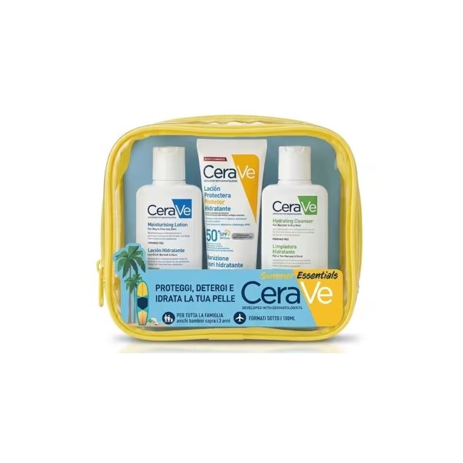 Pochette Viaggio Cerave con Latte Solare Spf 50+ + Latte corpo + Detergente Pochette Viaggio Cerave con Latte Solare Spf 50+ + Latte corpo + Detergente