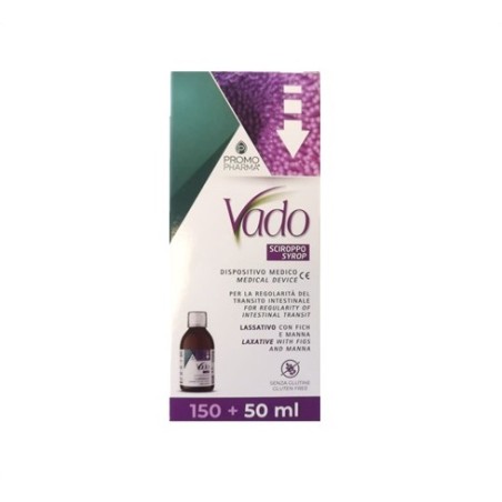 Confezione da 200 Ml di Vado Sciroppo per migliorare la regolarità intestinale Confezione da 200 Ml di Vado Sciroppo per migliorare la regolarità intestinale