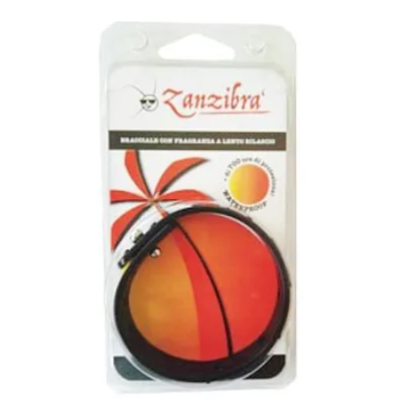 Confezione contenente Zanzibra' Relief Black, bracciale per tenere lontane le zanzare.