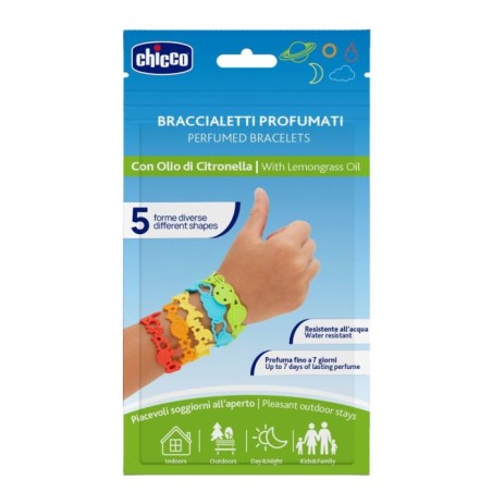 Confezione con 5 braccialetti di Chicco Braccialetti Profumati Anti Zanzare Confezione con 5 braccialetti di Chicco Braccialetti Profumati Anti Zanzare