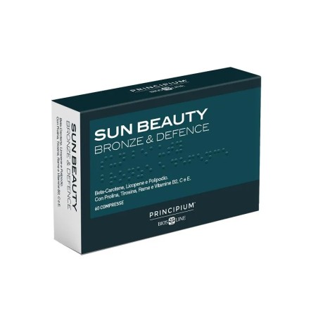 Confezione da 60 compresse di Principium Sun Beauty, integratore per abbronzatura e protezione della pelle.