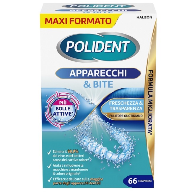 Polident Apparecchi & Bite Pulitore Quotidiano 66 Compresse Polident Apparecchi & Bite Pulitore Quotidiano 66 Compresse