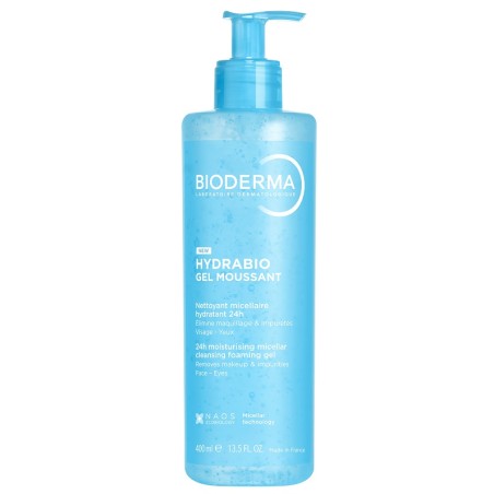 Formato da 400 ml di Bioderma Hydrabio Gel Detergente Struccante Viso e Occhi Formato da 400 ml di Bioderma Hydrabio Gel Detergente Struccante Viso e Occhi