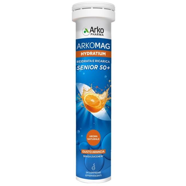 Arkomag Hydratium Reidrata E Ricarica Arancia Senior 24 Compresse Effervescenti Basso Contenuto Di Zuccheri Con Edulcorante Arkomag Hydratium Reidrata E Ricarica Arancia Senior 24 Compresse Effervescenti Basso Contenuto Di Zuccheri Con Edulcorante