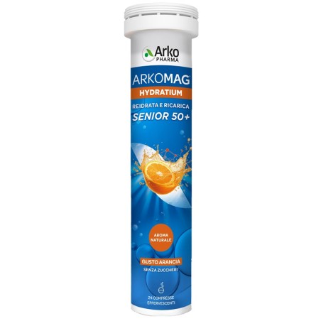 Arkomag Hydratium Reidrata E Ricarica Arancia Senior 24 Compresse Effervescenti Basso Contenuto Di Zuccheri Con Edulcorante Arkomag Hydratium Reidrata E Ricarica Arancia Senior 24 Compresse Effervescenti Basso Contenuto Di Zuccheri Con Edulcorante