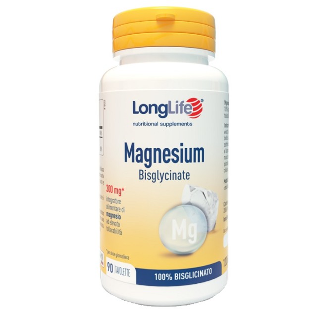Longlife Magnesium Bisglycinate 90 Tavolette No Coated Senza Glutine Longlife Magnesium Bisglycinate 90 Tavolette No Coated Senza Glutine