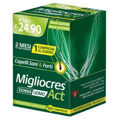 Confezione da 60 compresse di Migliocres Act Integratore Per La Bellezza Di Capelli E Unghie.