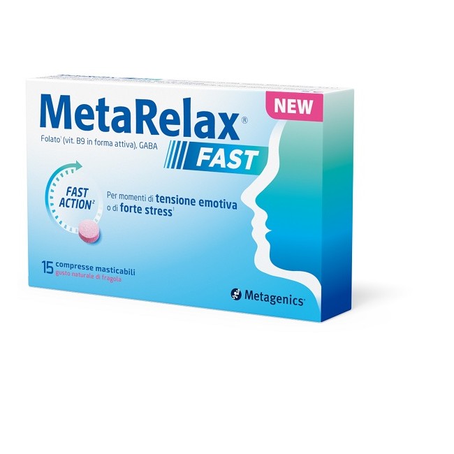 Metarelax Fast 15 Compresse Masticabili Gusto Naturale Di Fragola Senza Glutine Senza Lattosio Con Edulcoranti