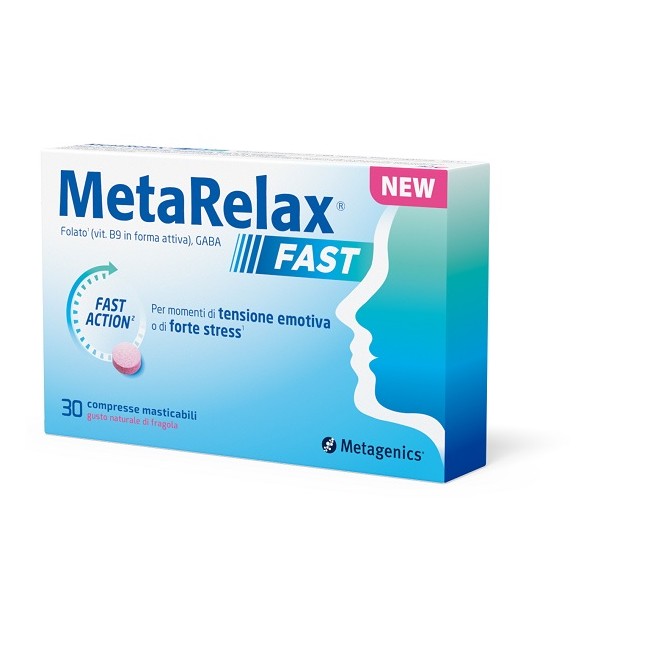 Metarelax Fast 30 Compresse Masticabili Gusto Naturale Di Fragola Senza Glutine Senza Lattosio Con Edulcoranti