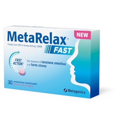 Metarelax Fast 30 Compresse Masticabili Gusto Naturale Di Fragola Senza Glutine Senza Lattosio Con Edulcoranti