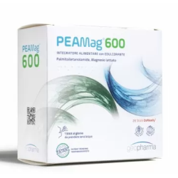 Confezione da 28 stick di Peamag 600, integratore per il benessere nervoso.