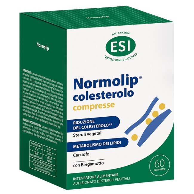 Confezione da 60 compresse di Esi Normolip Colesterolo, integratore per abbassare colesterolo e trigliceridi. Confezione da 60 compresse di Esi Normolip Colesterolo, integratore per abbassare colesterolo e trigliceridi.