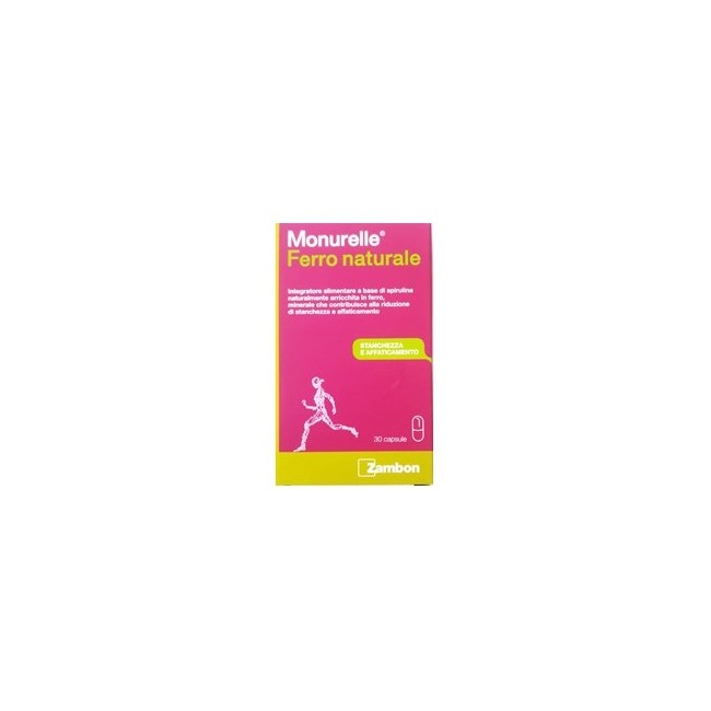 Confezione da 30 capsule di Monurelle Ferro Naturale Integratore Contro Stanchezza E Spossatezza.