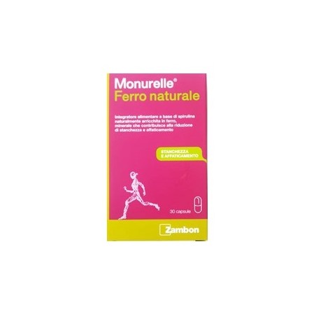 Confezione da 30 capsule di Monurelle Ferro Naturale Integratore Contro Stanchezza E Spossatezza.