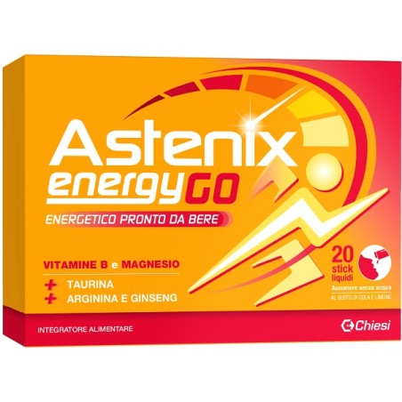 Confezione da 20 bustine liquide di Astenix Energy Go Integratore Energizzante Per Stanchezza Fisica E Mentale. Confezione da 20 bustine liquide di Astenix Energy Go Integratore Energizzante Per Stanchezza Fisica E Mentale.
