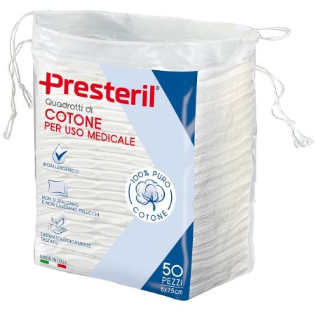 Quadrotti Cotone Idrofilo Presteril 8x7,5 Cm 50 Pezzi