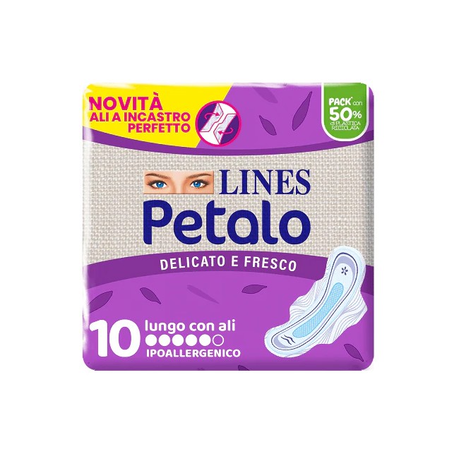LINES PETALO ASSORBENTE LUNGO CON ALI 10 PEZZI LINES PETALO ASSORBENTE LUNGO CON ALI 10 PEZZI