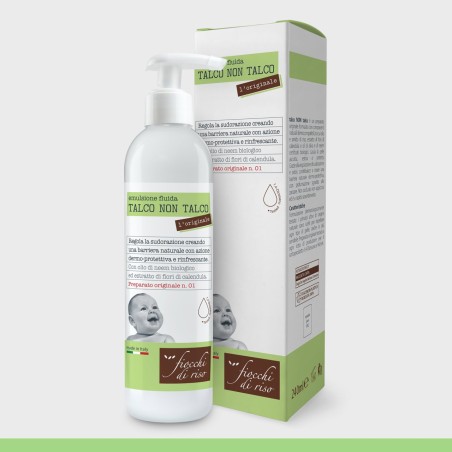 Flacone da 240 ml di Fiocchi di Riso Talco non Talco Emulsione Flacone da 240 ml di Fiocchi di Riso Talco non Talco Emulsione