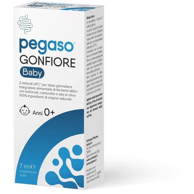 Flacone da 7 ml di Pegaso Gonfiore Baby, integratore di fermenti lattici per bambini. Flacone da 7 ml di Pegaso Gonfiore Baby, integratore di fermenti lattici per bambini.