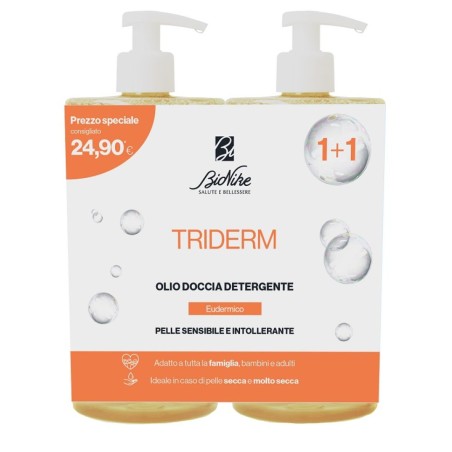 2 flaconi da 750 ml di Bionike Triderm Bipacco Olio Detergente Nutriente