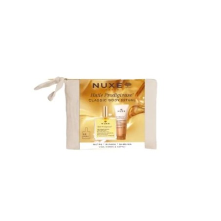 Cofanetto Nuxe contenente Huile Prodigieuse 50 ml + Gel Doccia + Pochette