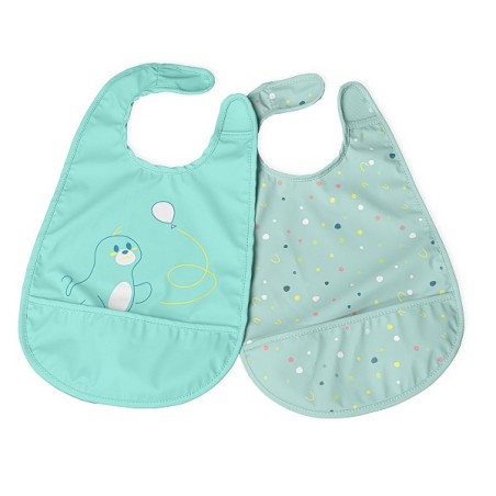 Chicco Bavaglina Pappa Azzurro 6m+ 2 Pezzi Chicco Bavaglina Pappa Azzurro 6m+ 2 Pezzi