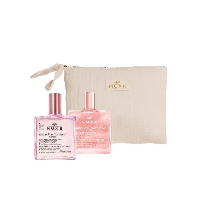 Cofanetto Nuxe contenente Huile Prodigieuse Florale 50 ml + Or Florale 50 ml + Pochette