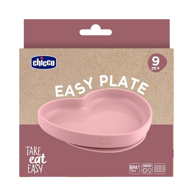 Chicco Piatto Cuore In Silicone Rosa 9m+