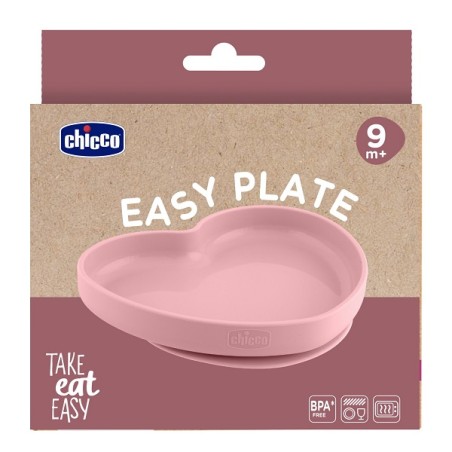 Chicco Piatto Cuore In Silicone Rosa 9m+