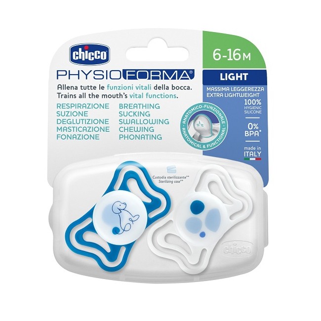 Chicco Succhietto Light Blu Silicone 6-16m 2 Pezzi Chicco Succhietto Light Blu Silicone 6-16m 2 Pezzi