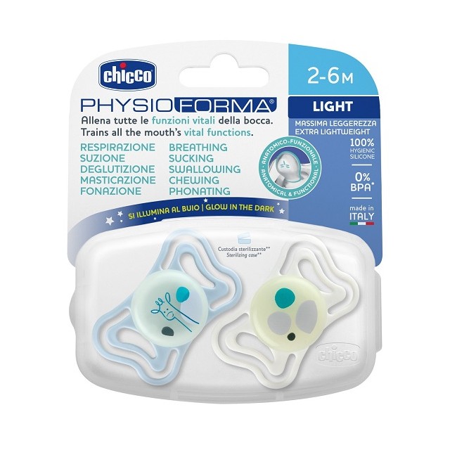 Chicco Succhietto Light Lumi Silicone 2-6m 2 Pezzi Chicco Succhietto Light Lumi Silicone 2-6m 2 Pezzi