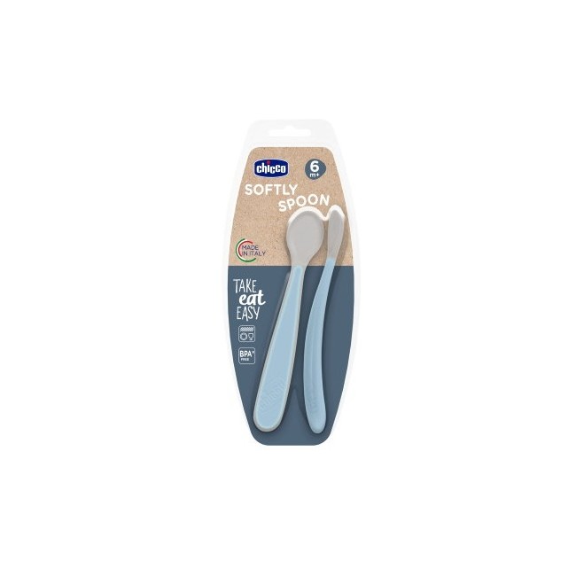 Chicco Cucchiaio In Silicone Doppio Azzurro 6m+ Chicco Cucchiaio In Silicone Doppio Azzurro 6m+