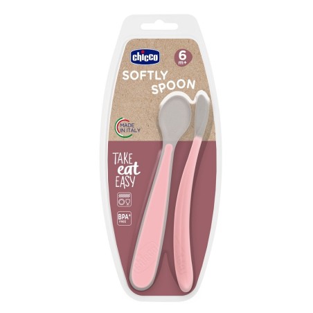Chicco Cucchiaio In Silicone Doppio Rosa 6m+ Chicco Cucchiaio In Silicone Doppio Rosa 6m+