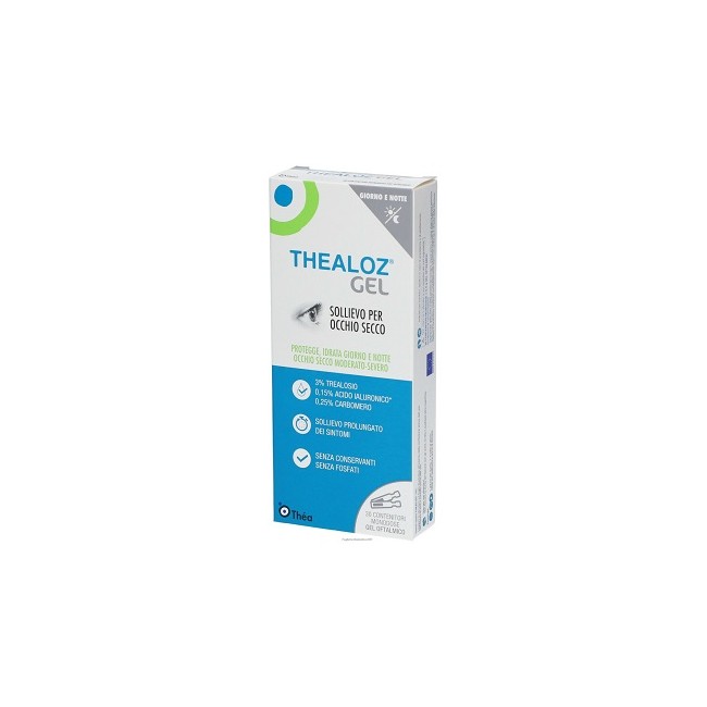 Confezione con 30 contenitori monodose di Laboratoires Thea Thealoz , gel oculare per occhi secchi e irritati.