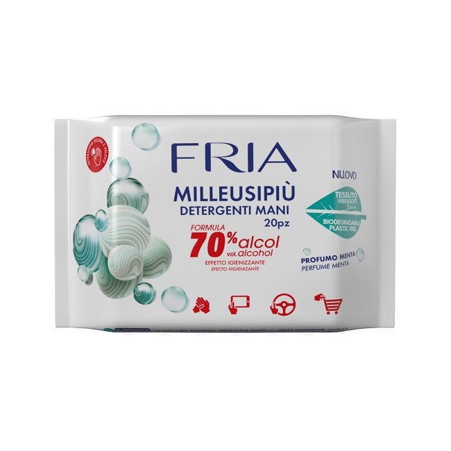 Fria Milleusipiu' Detergenti Mani 70% Alcol Effetto Igienizzante 20 Pezzi