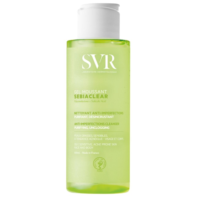 Flacone da 100 ml di Svr Sebiaclear Gel Moussant Gel Detergente Purificante